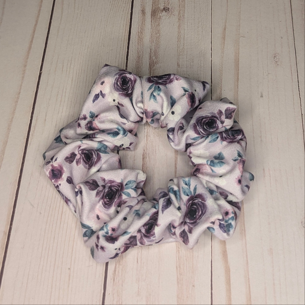 Purple Floral Hair Scrunchie