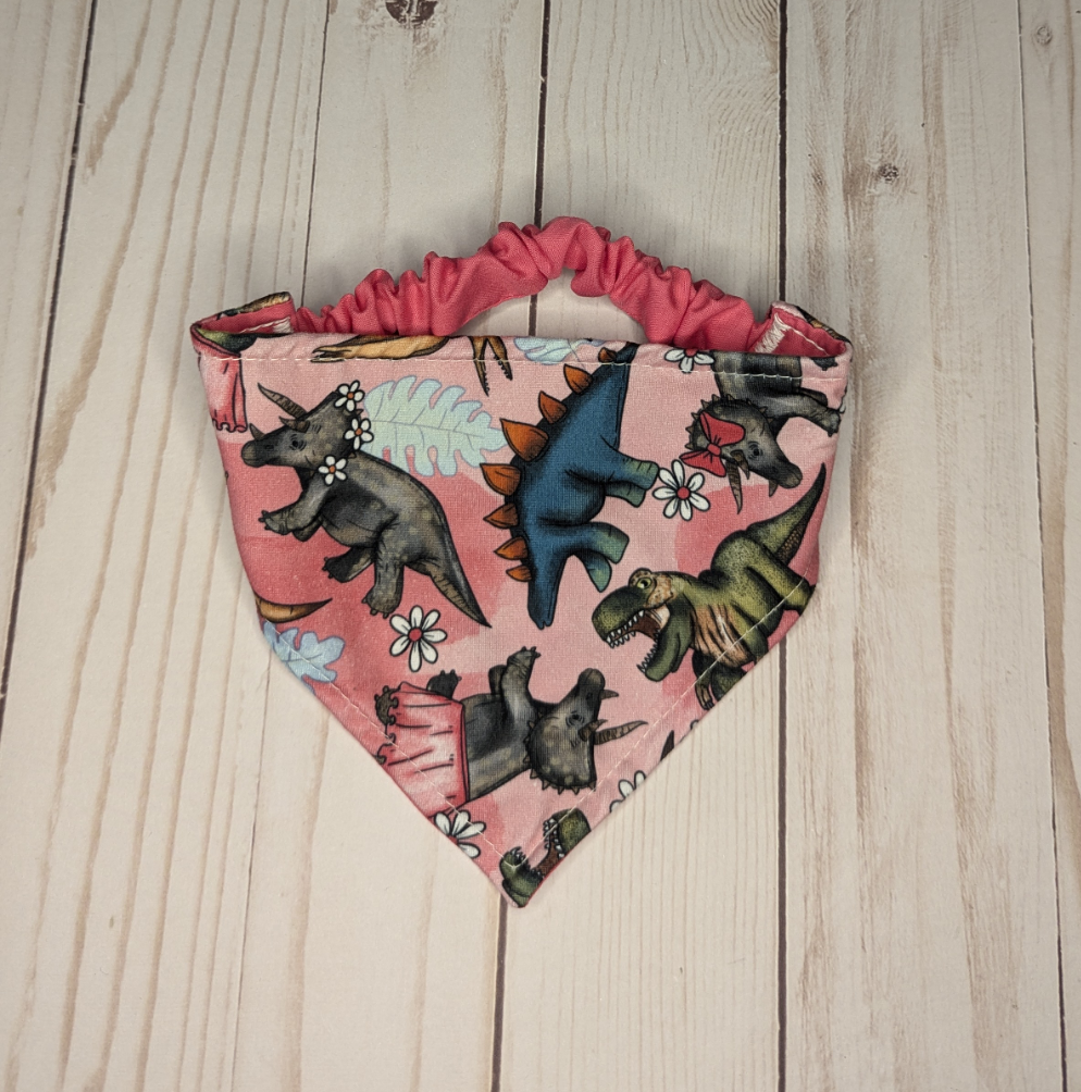 Fancy Pink Dinos Scrunchie bandana