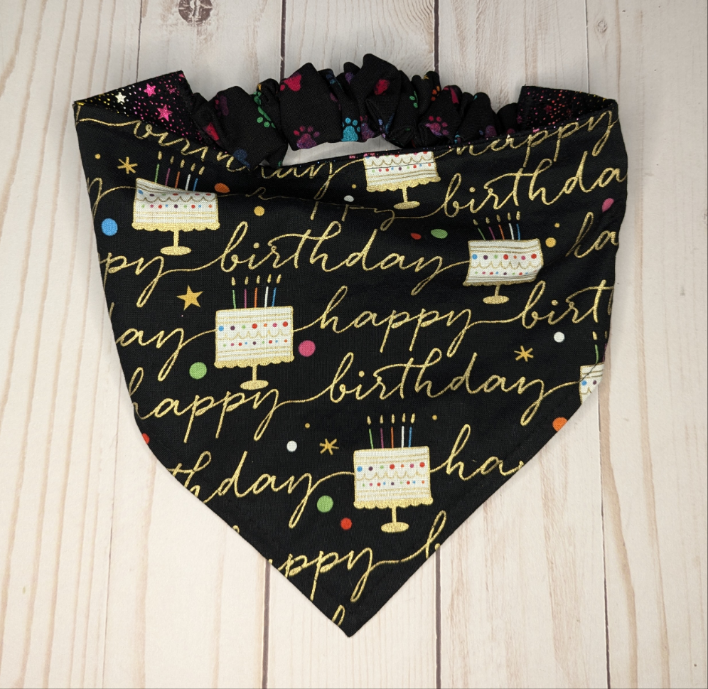 Happy Birthday Scrunchie Bandana-Reversible