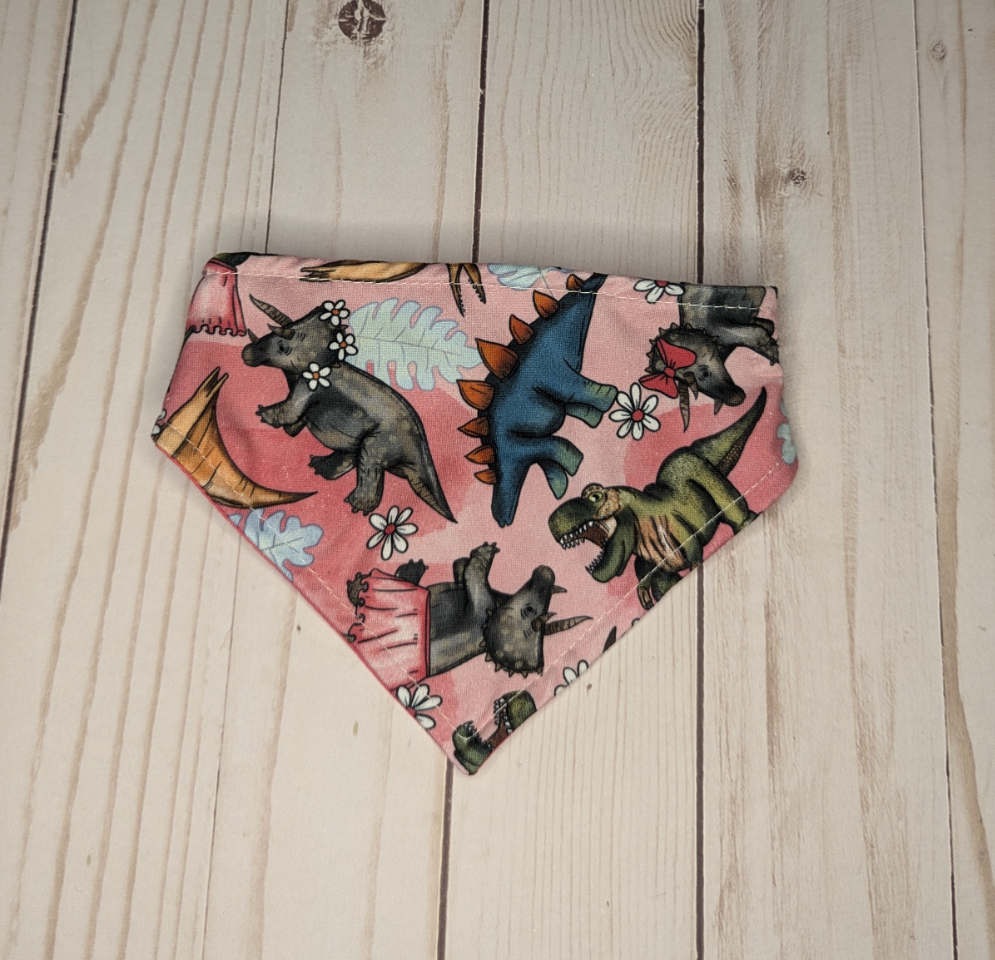 Fancy Pink Dinos Scrunchie bandana
