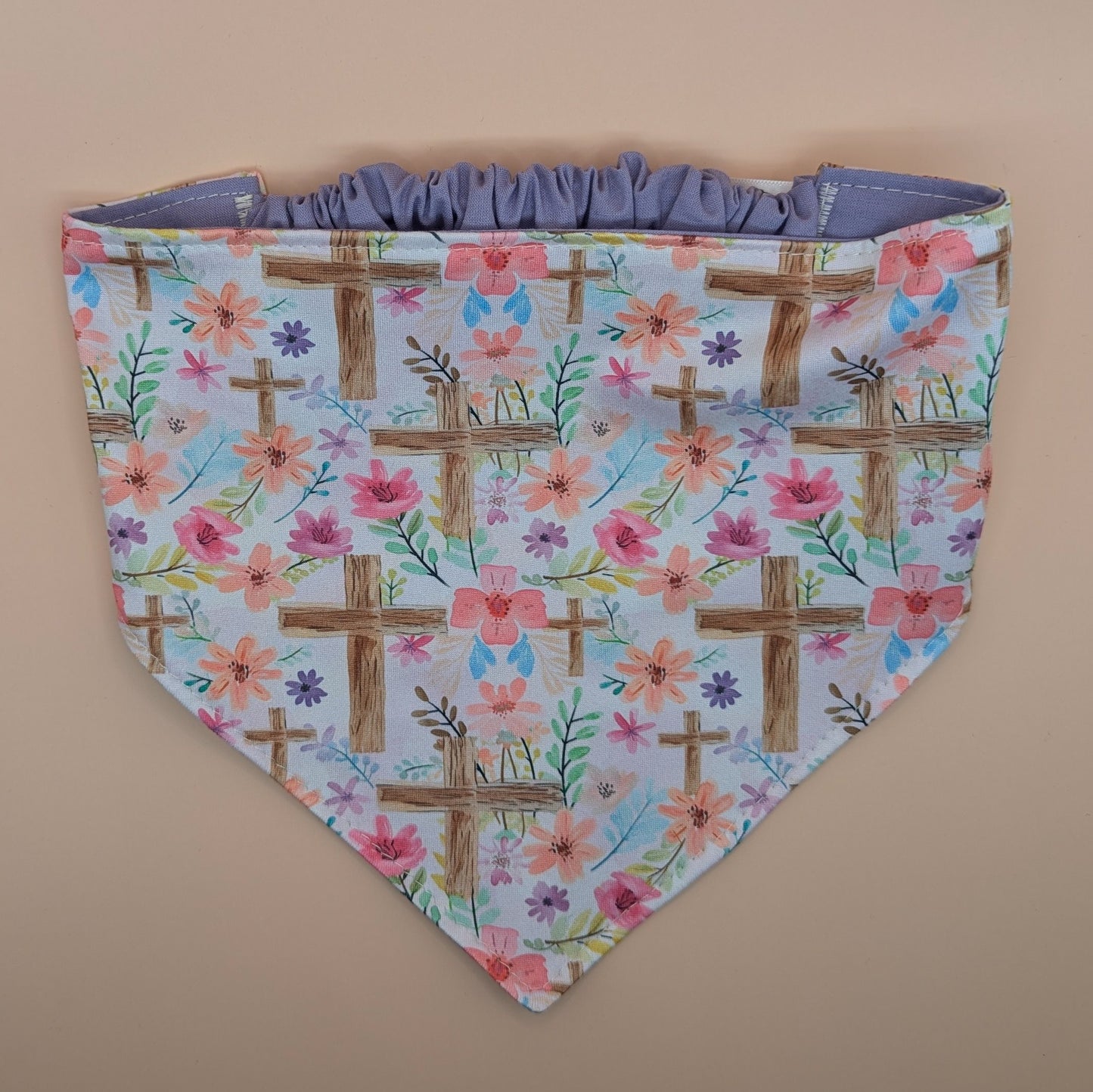 Floral wooden Cross Scrunchie Bandana