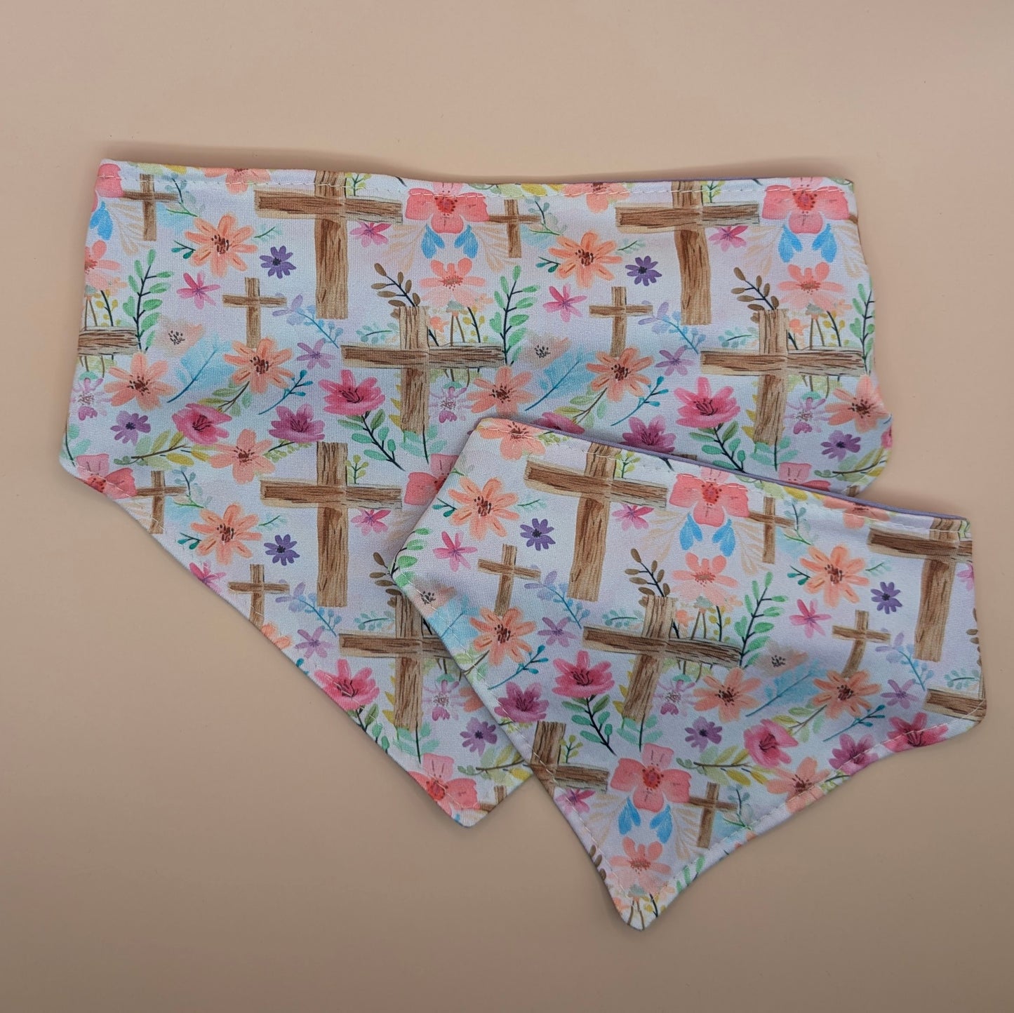 Floral wooden Cross Scrunchie Bandana