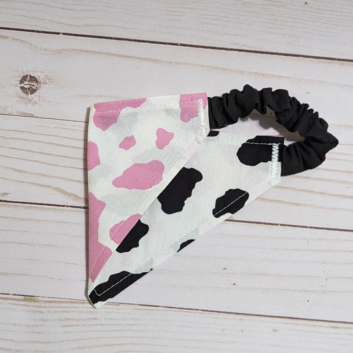 Pink and Black Cow Print Bandana- Reversible
