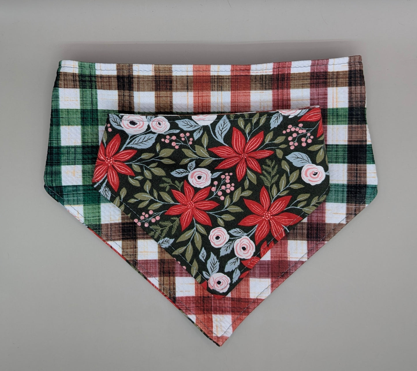 Christmas Floral Scrunchie Bandana- Reversible