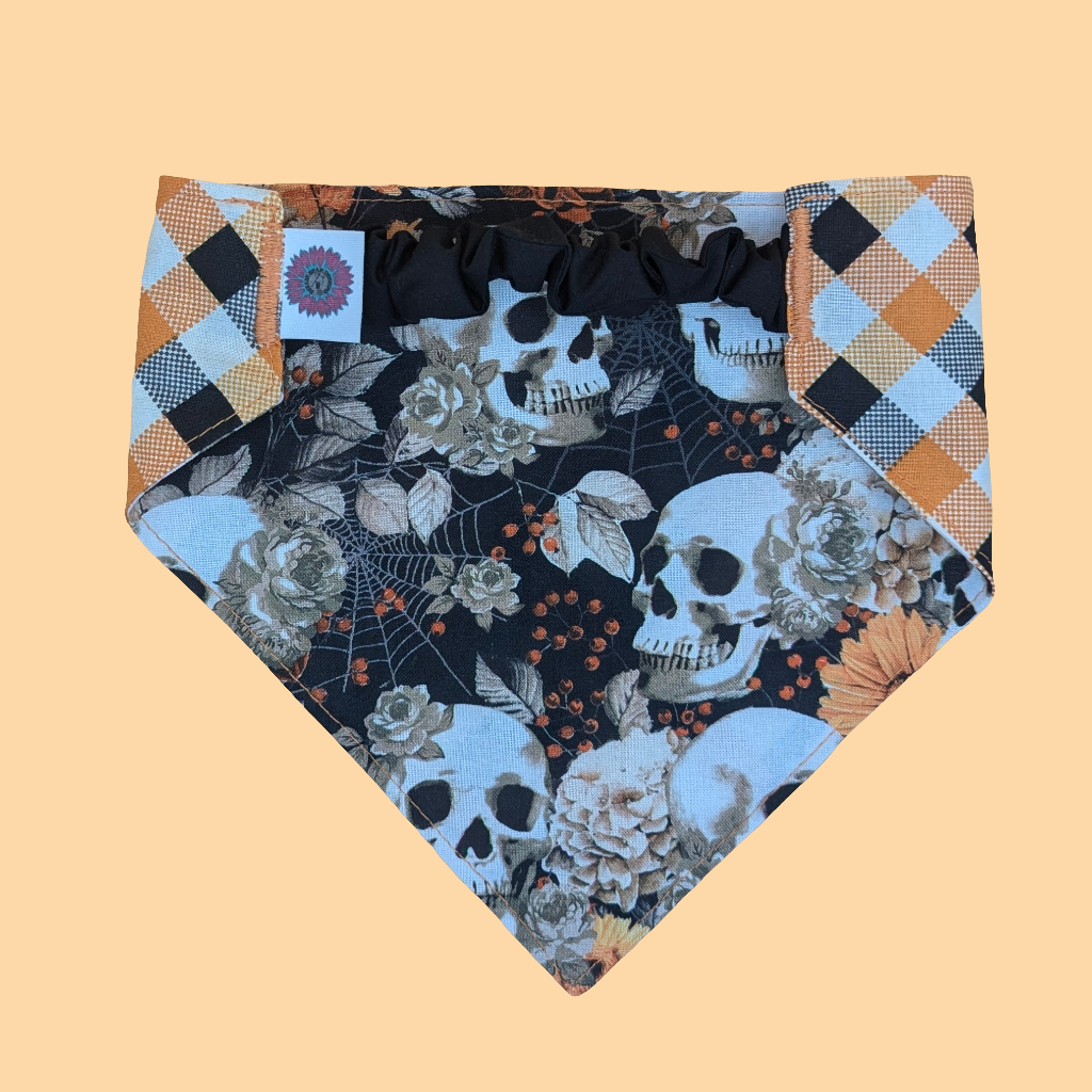 Floral Skull/Plaid Bandana-Reversible