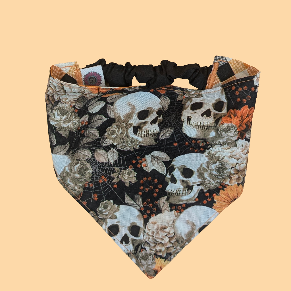 Floral Skull/Plaid Bandana-Reversible
