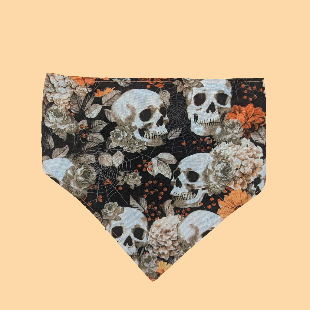 Floral Skull/Plaid Bandana-Reversible