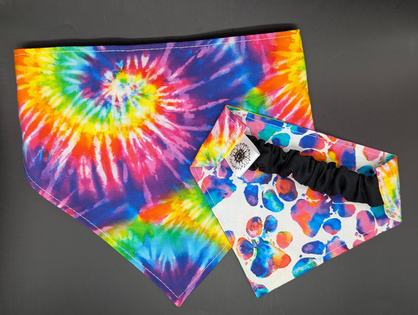 Tie-Dye Paws Scrunchie Bandana-reversible