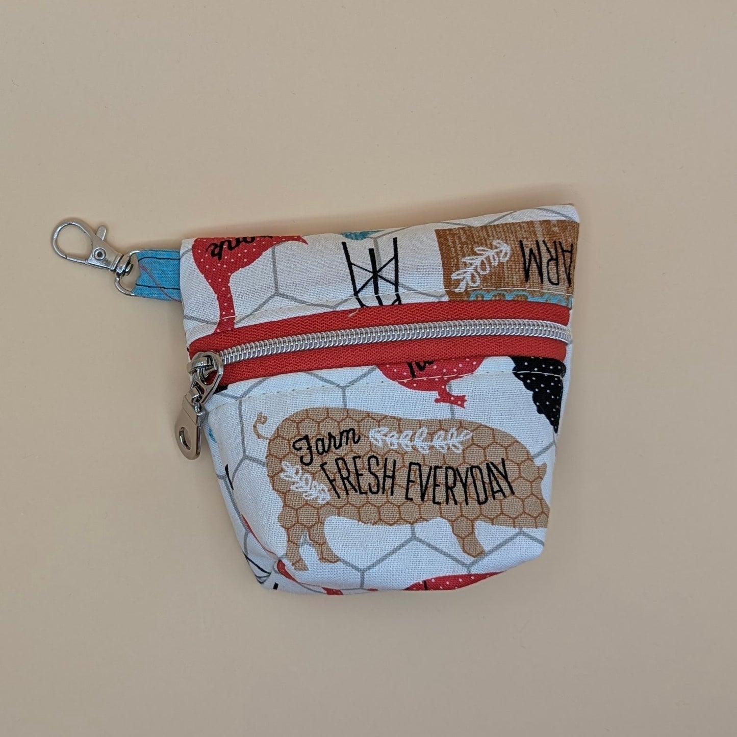 Red Farm Animals Clutch Bag