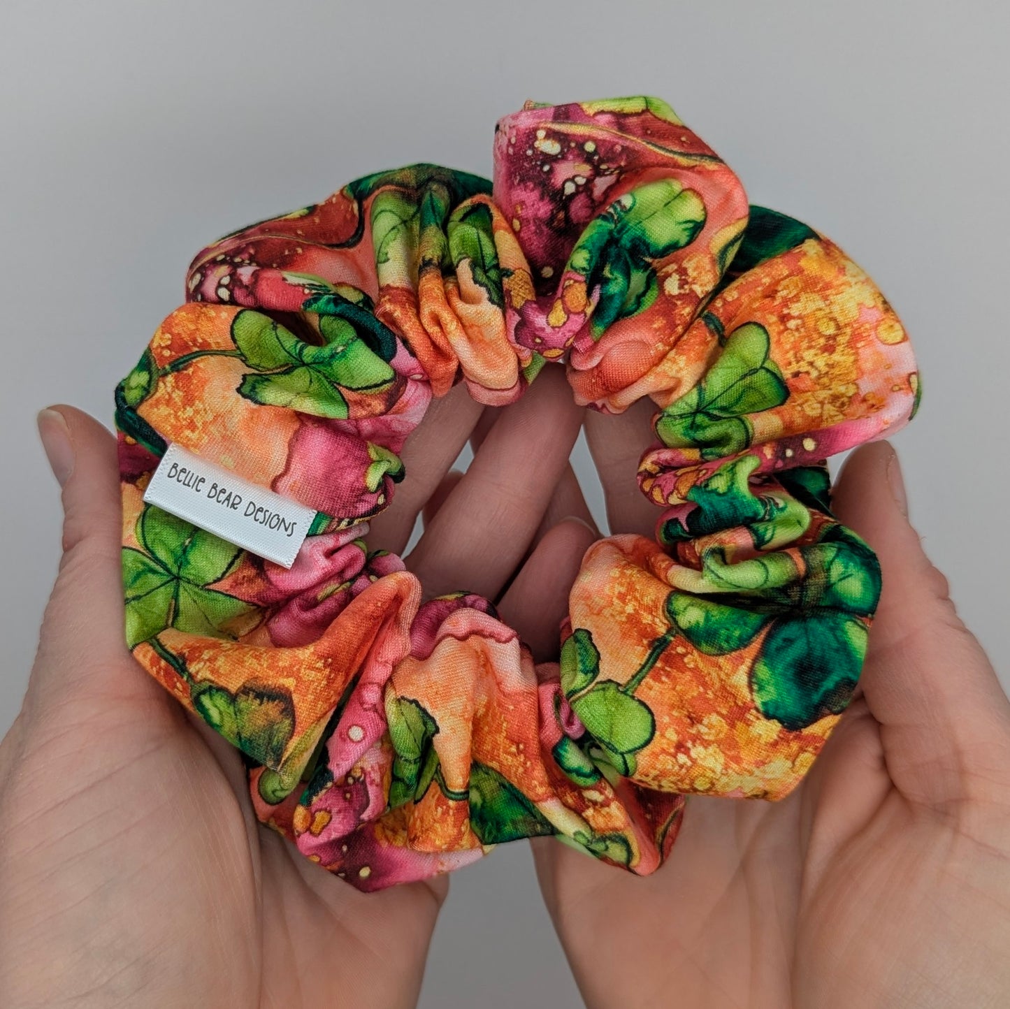 Pink Shamrock Hair Scrunchie