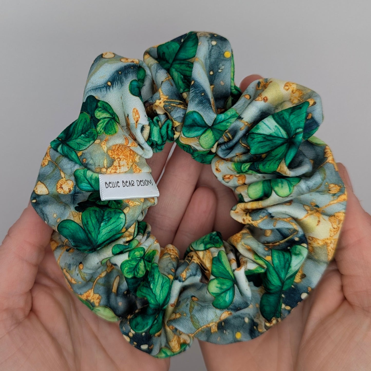 Golden Green Shamrock Hair Scrunchie