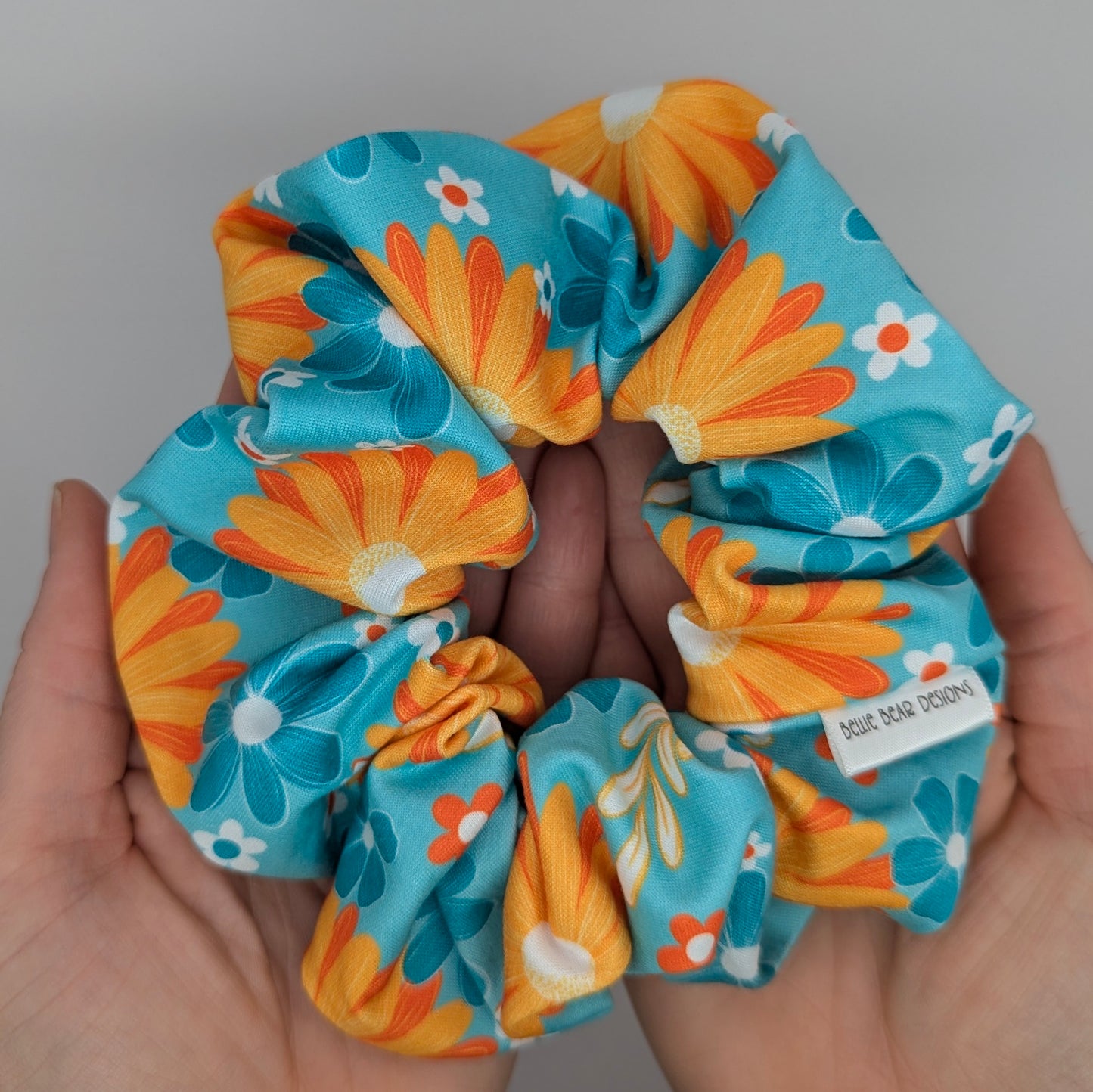 Orange Floral Hair Scrunchie