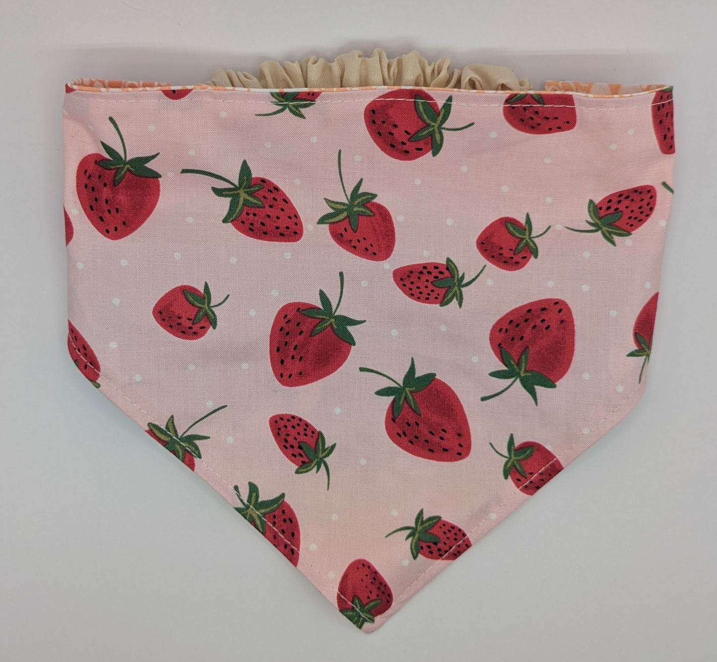 Strawberry and Paws Scrunchie Bandana-reversible