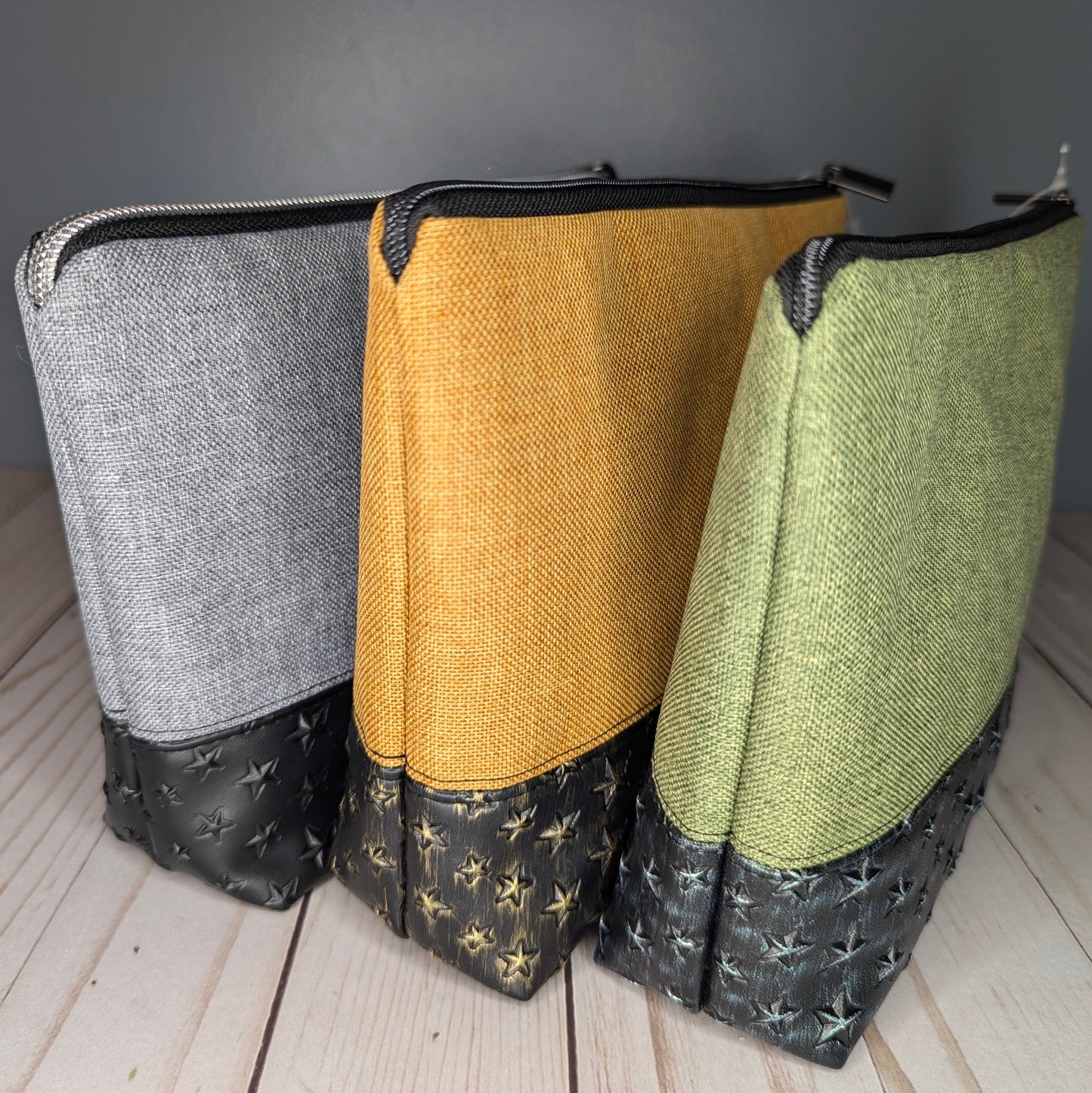 Green star studded zipper pouch