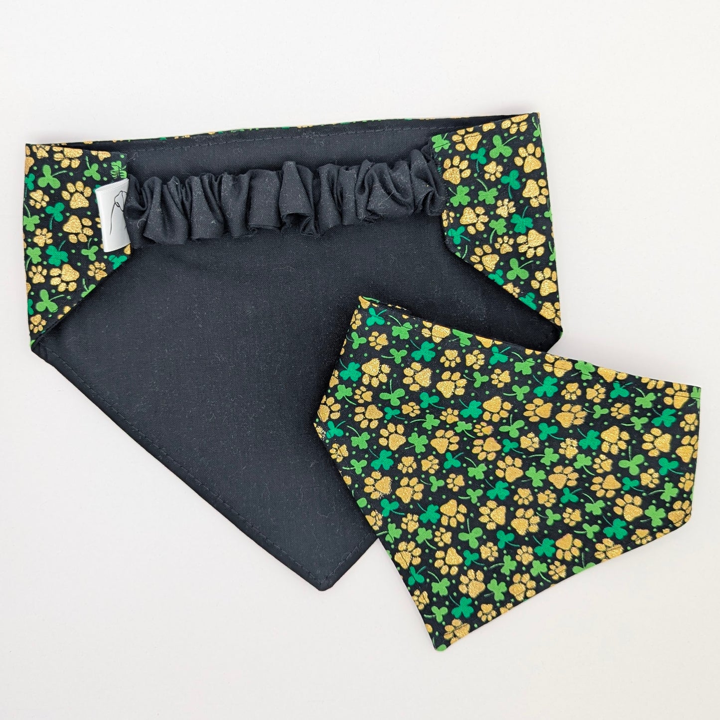 Golden Lucky Paw Scrunchie Pet Bandana