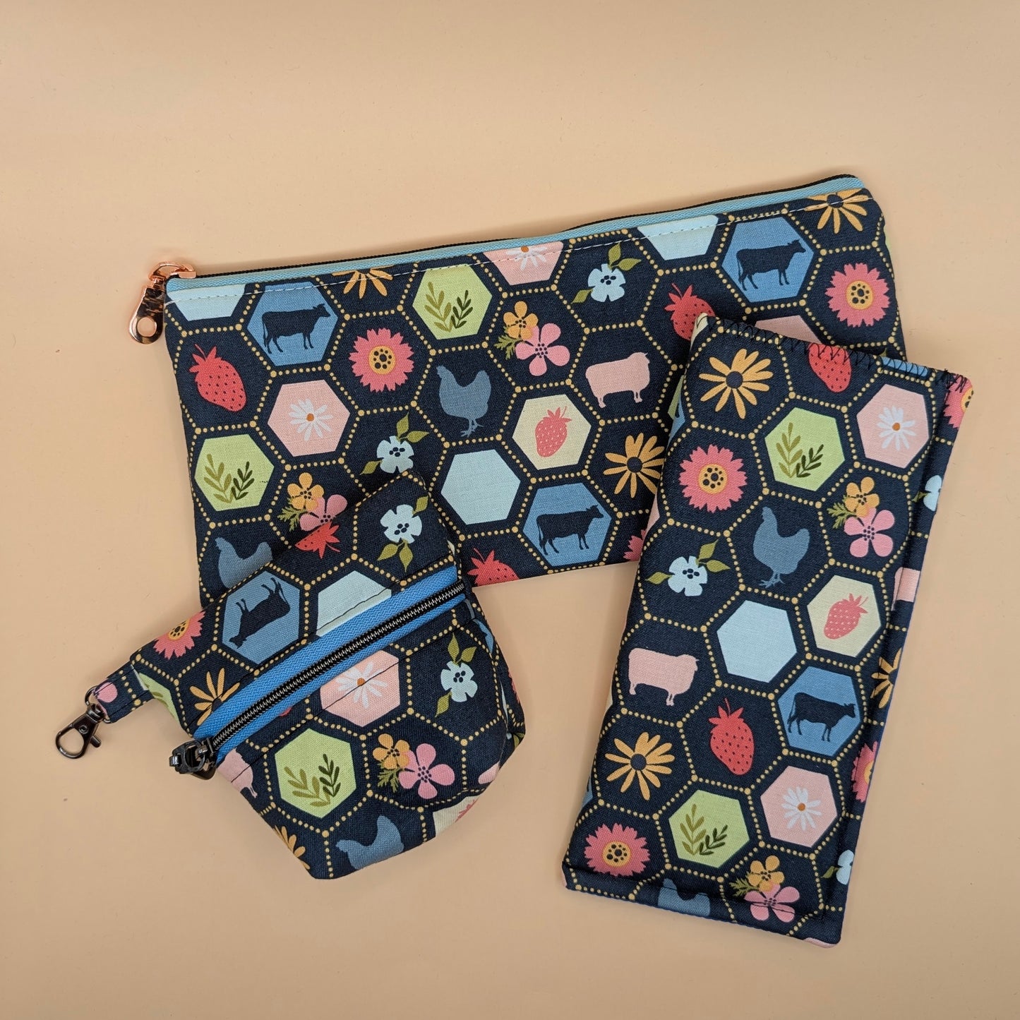 Blue Farm and Fruit Mini Pouch