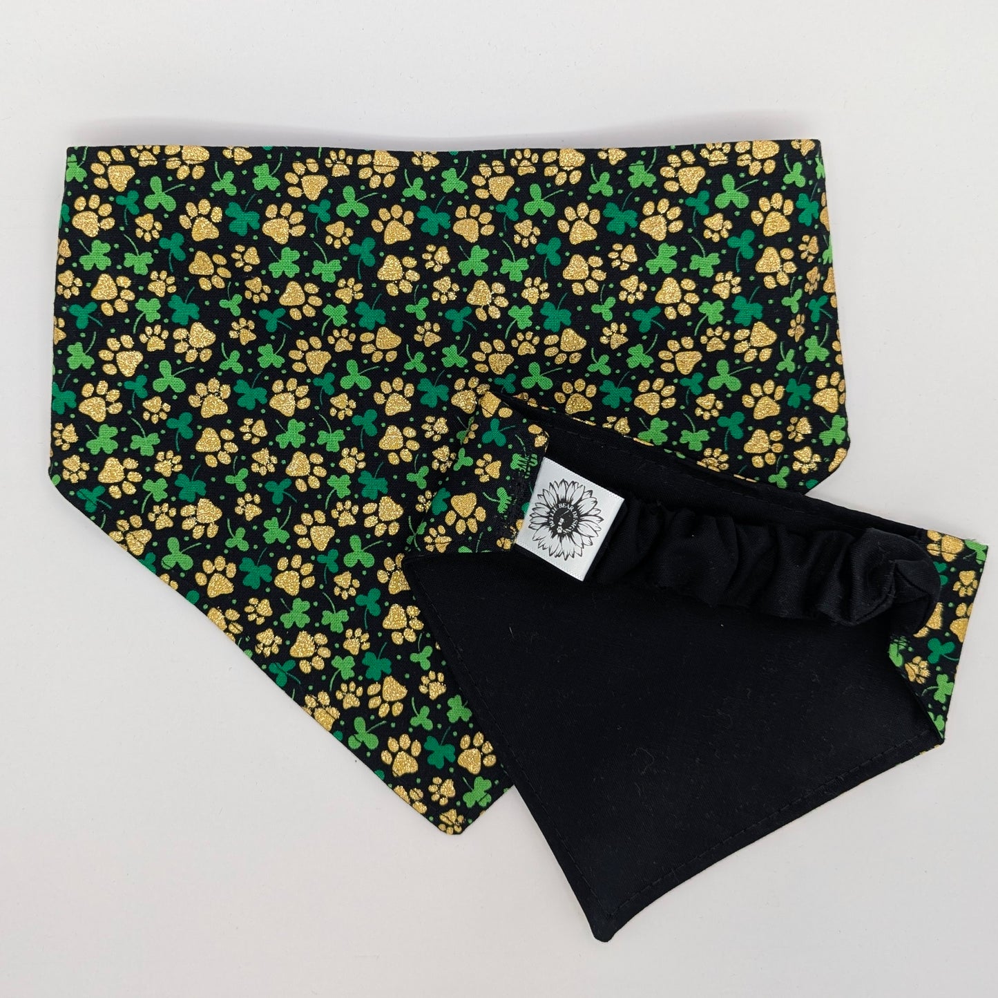 Golden Lucky Paw Scrunchie Pet Bandana
