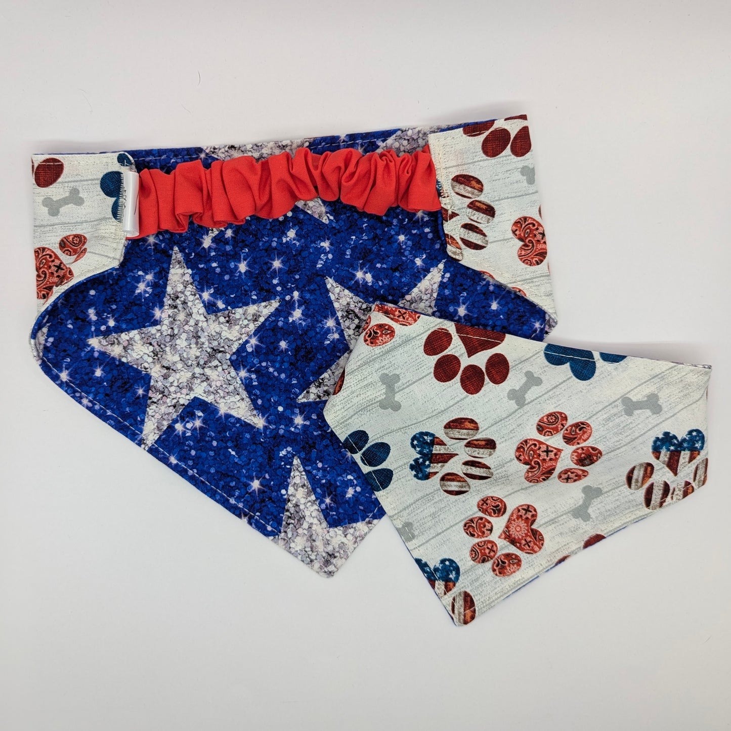 Paws and Stars (faux glitter) Scrunchie Bandana-reversible