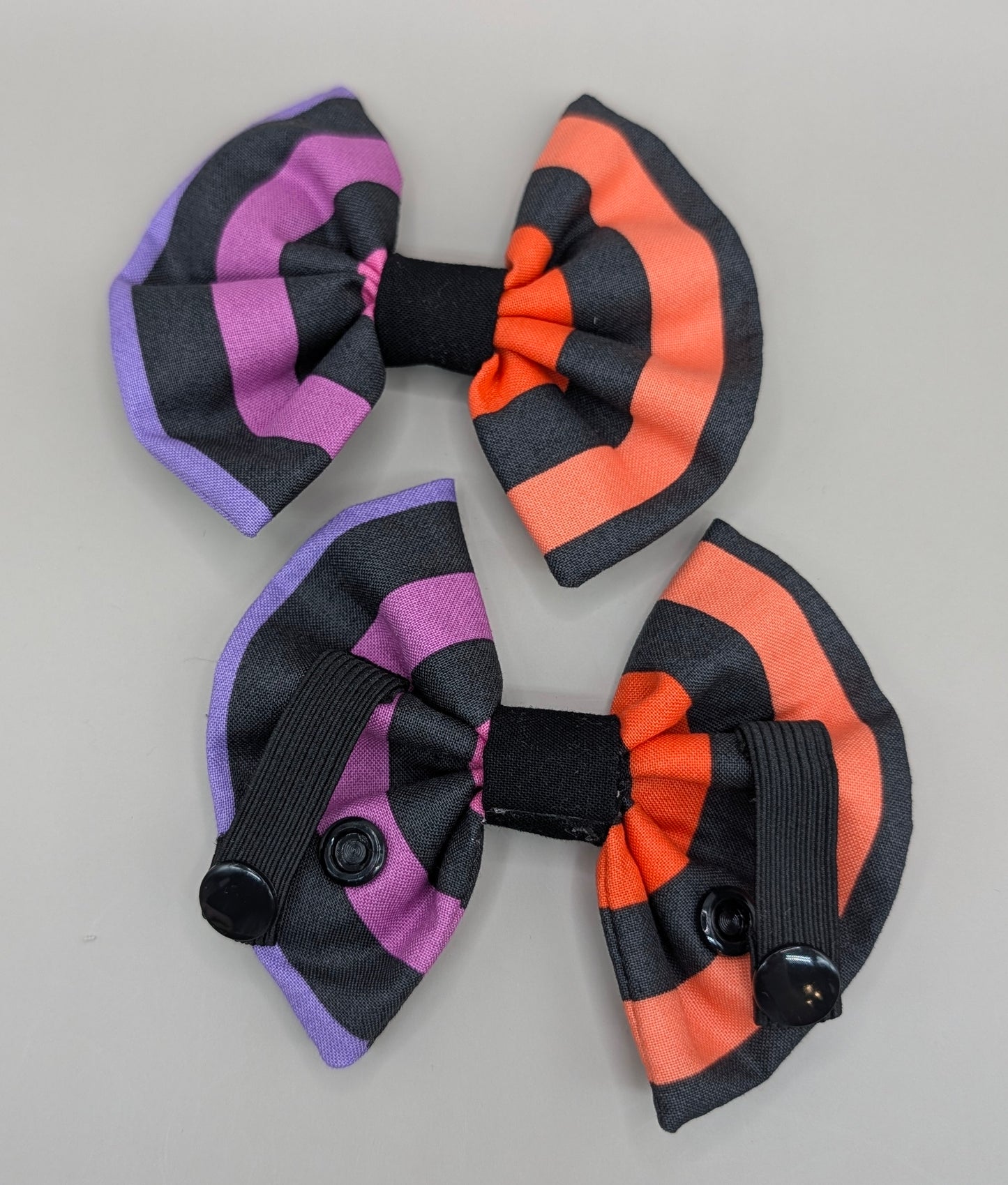 Bellie Bear Bows - Black Rainbow Stripe