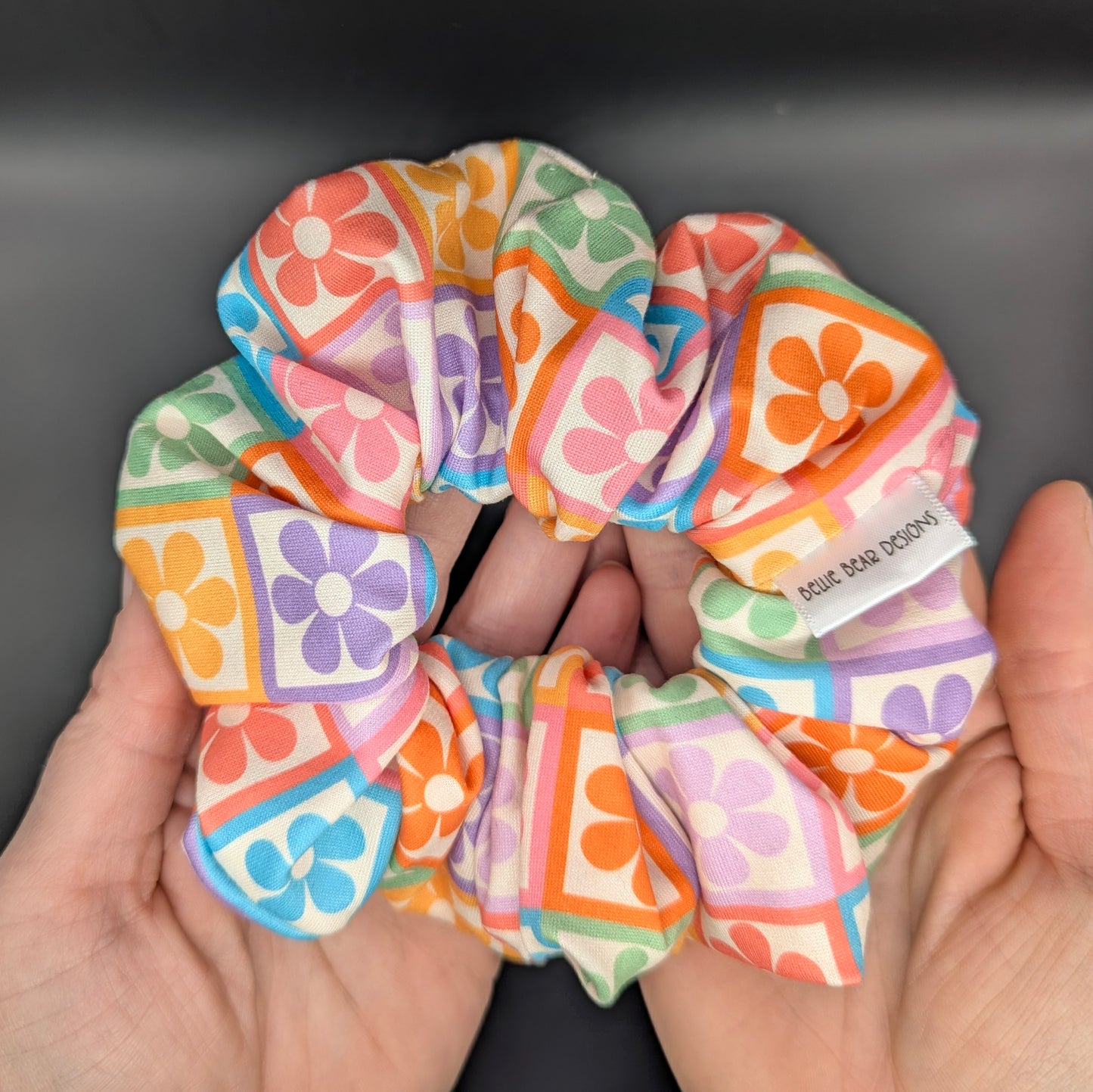 Retro Flowers Hair Scrunchie