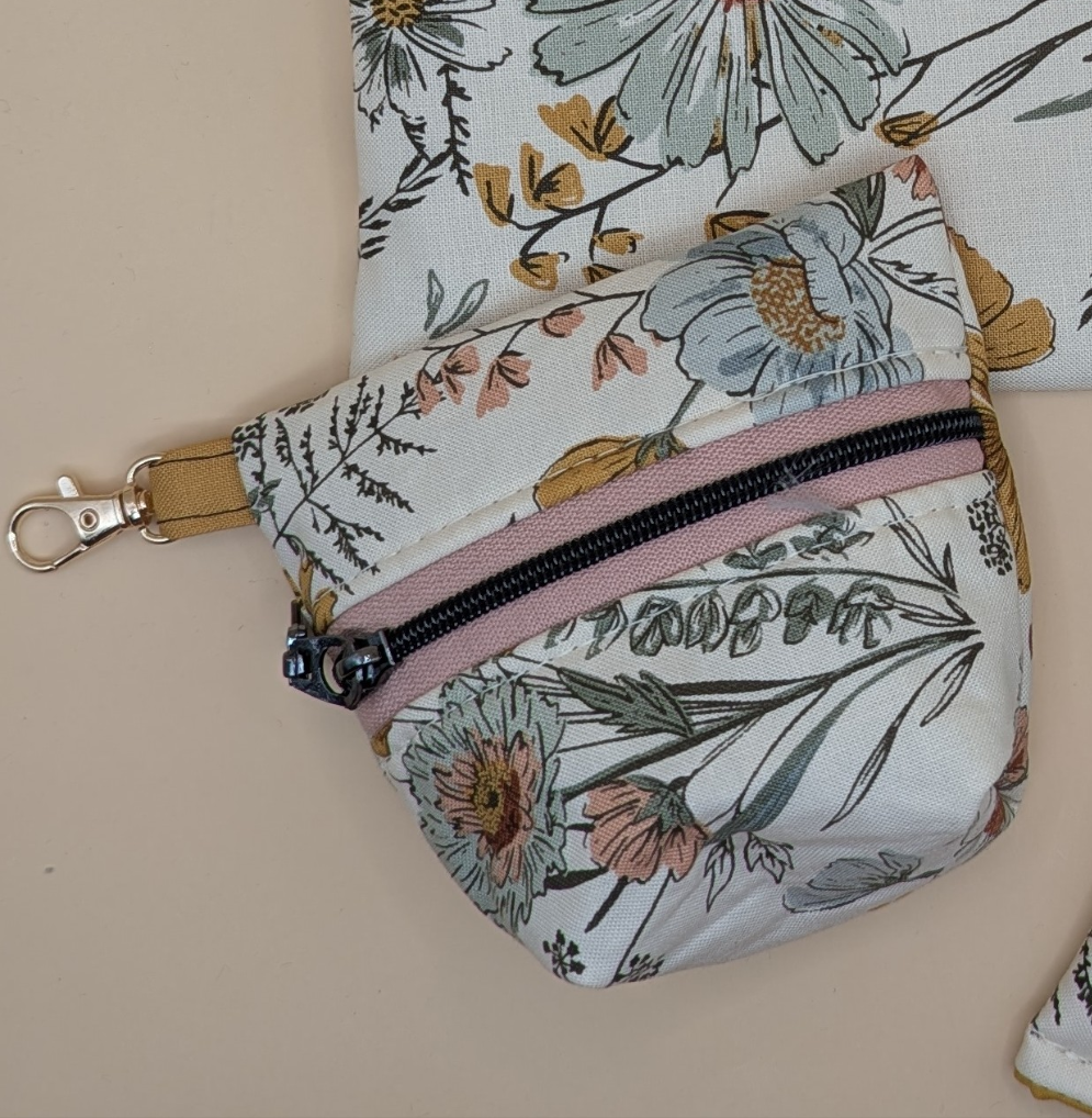 Cream Floral Mini Pouch