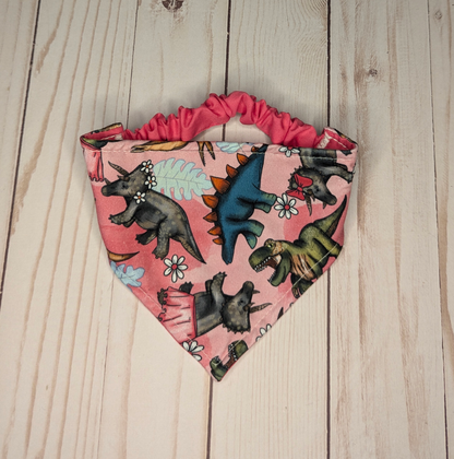 Fancy Pink Dinos Scrunchie bandana