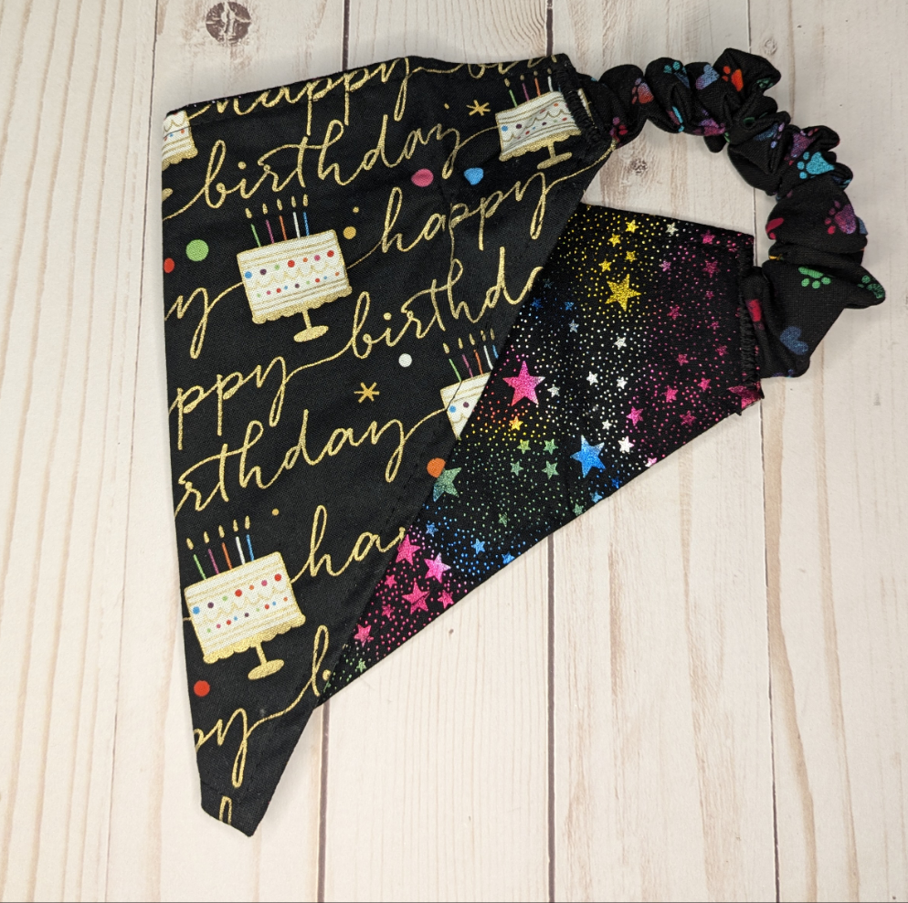 Happy Birthday Scrunchie Bandana-Reversible