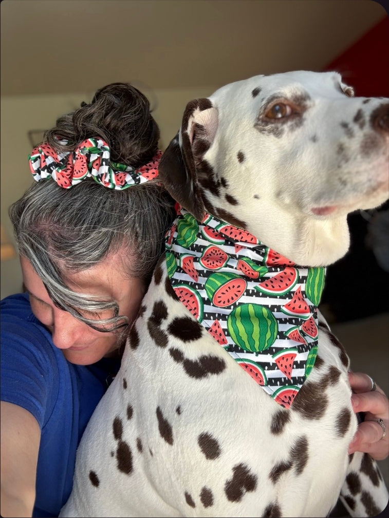 Watermelon stripes Scrunchie Bandana-Reversible