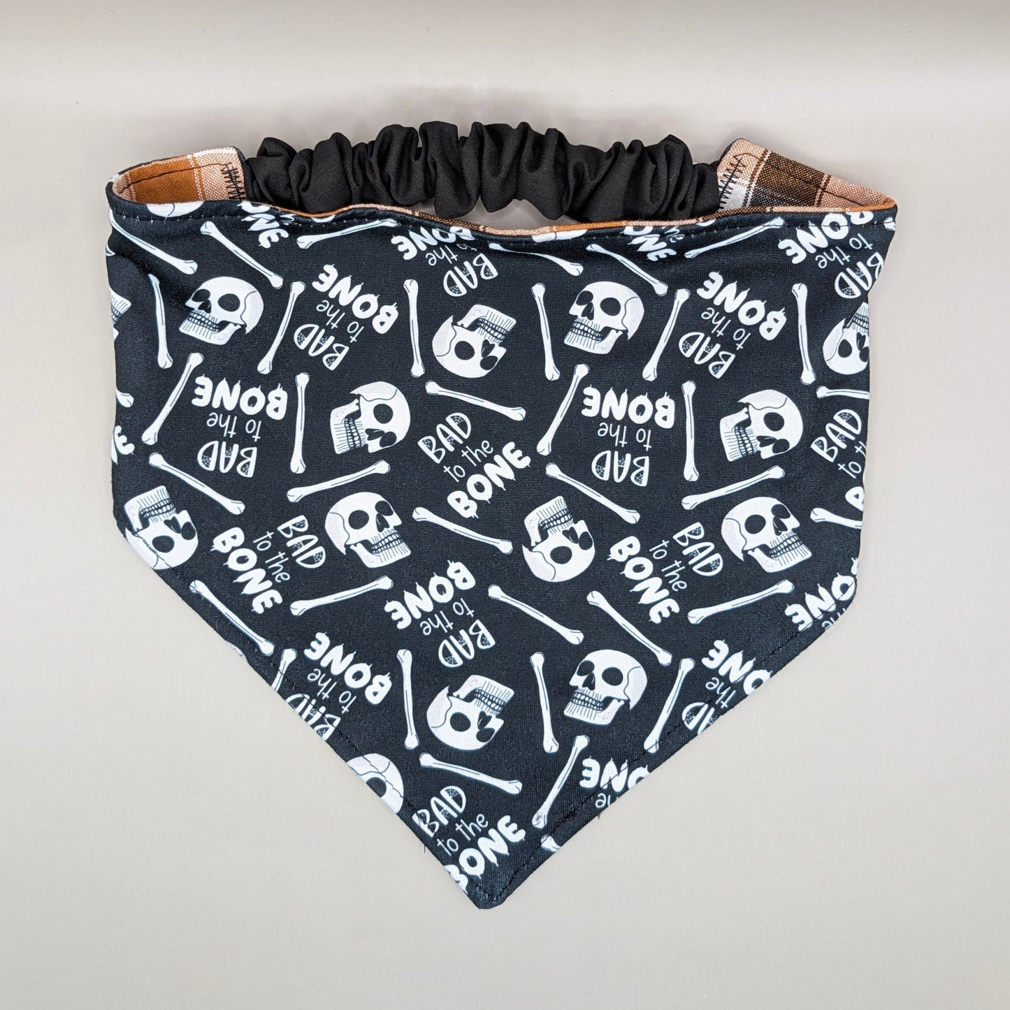 Reversible Scrunchie Bandana- Bad to the Bone/plaid