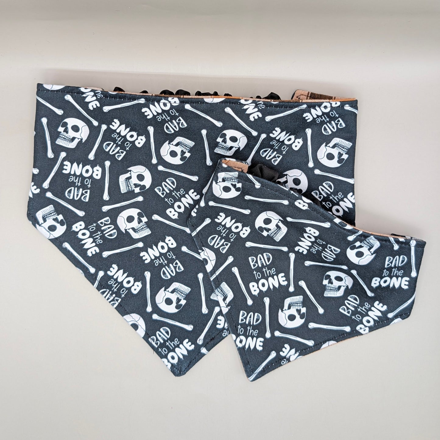 Reversible Scrunchie Bandana- Bad to the Bone/plaid