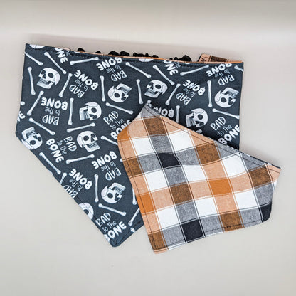 Reversible Scrunchie Bandana- Bad to the Bone/plaid