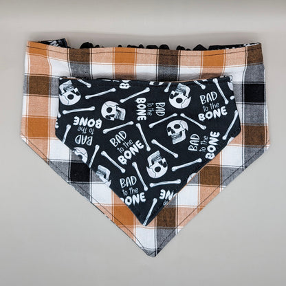 Reversible Scrunchie Bandana- Bad to the Bone/plaid