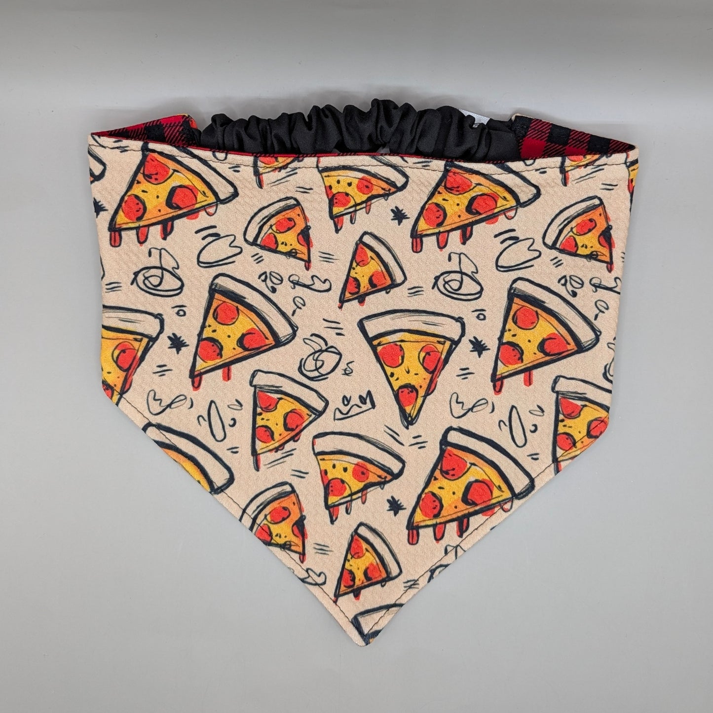 Reversible Scrunchie Bandana- Sketchy Pizza