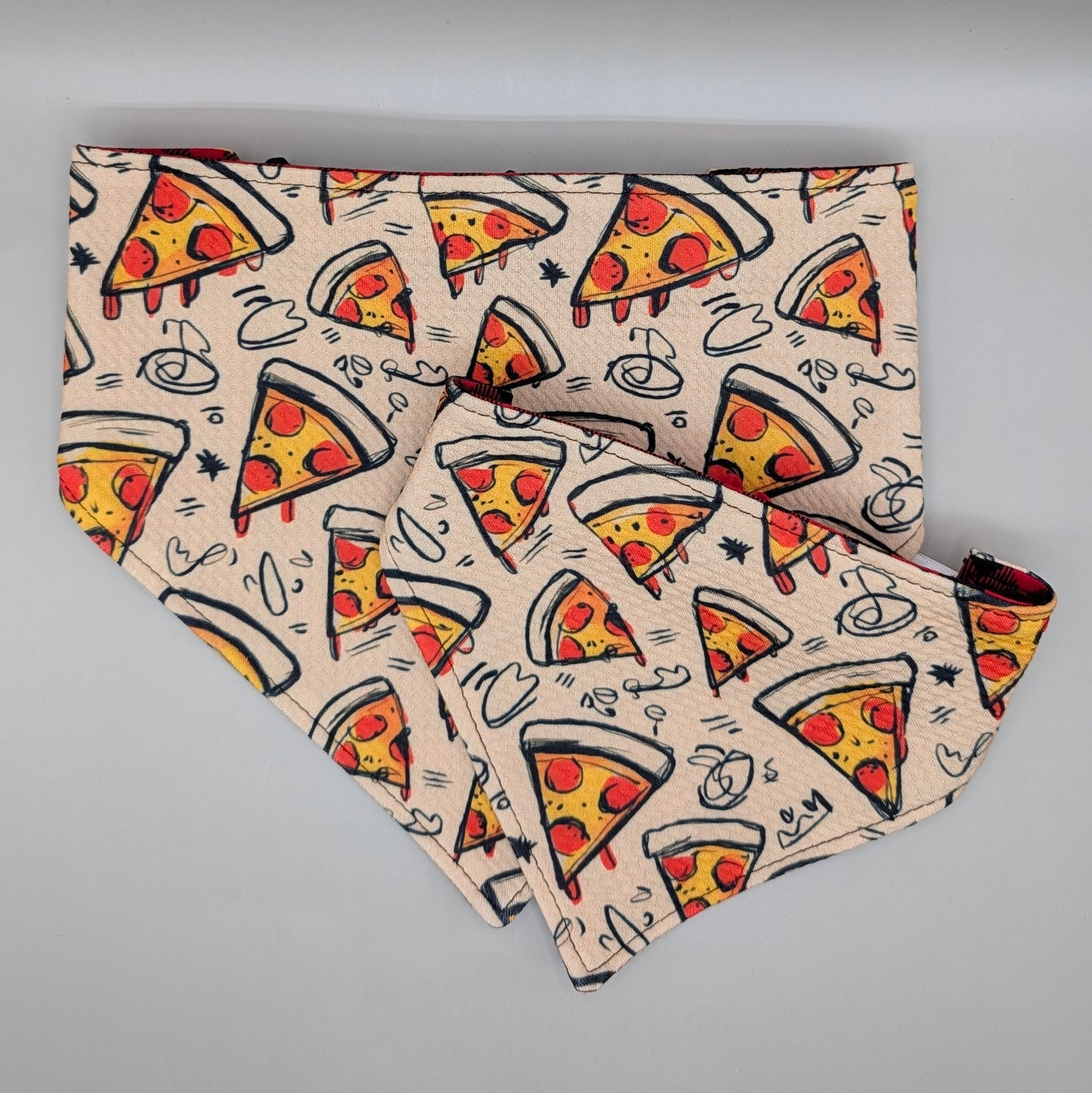 Reversible Scrunchie Bandana- Sketchy Pizza