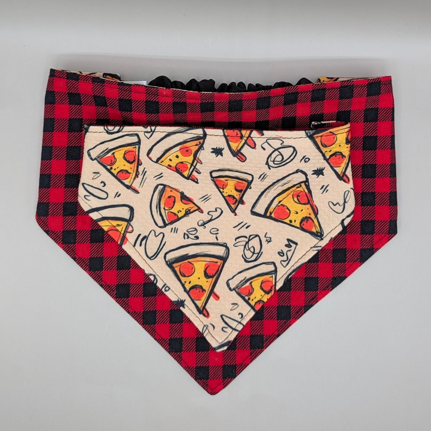 Reversible Scrunchie Bandana- Sketchy Pizza