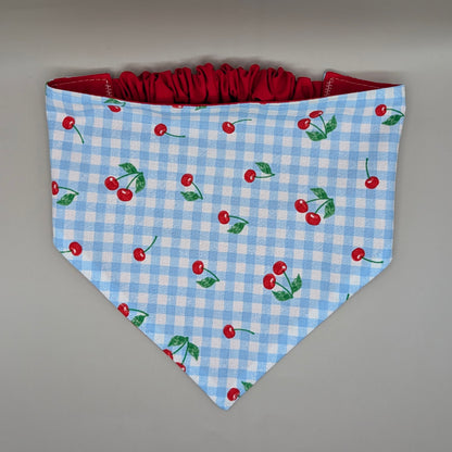 Scrunchie Bandanas (single side)- Cherry Plaid