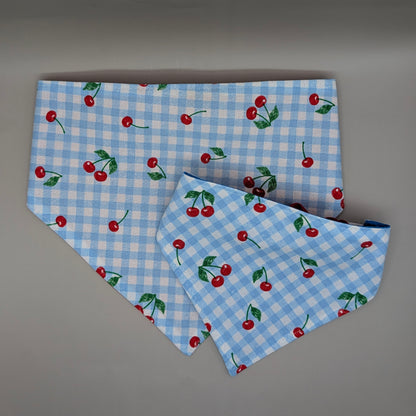 Scrunchie Bandanas (single side)- Cherry Plaid