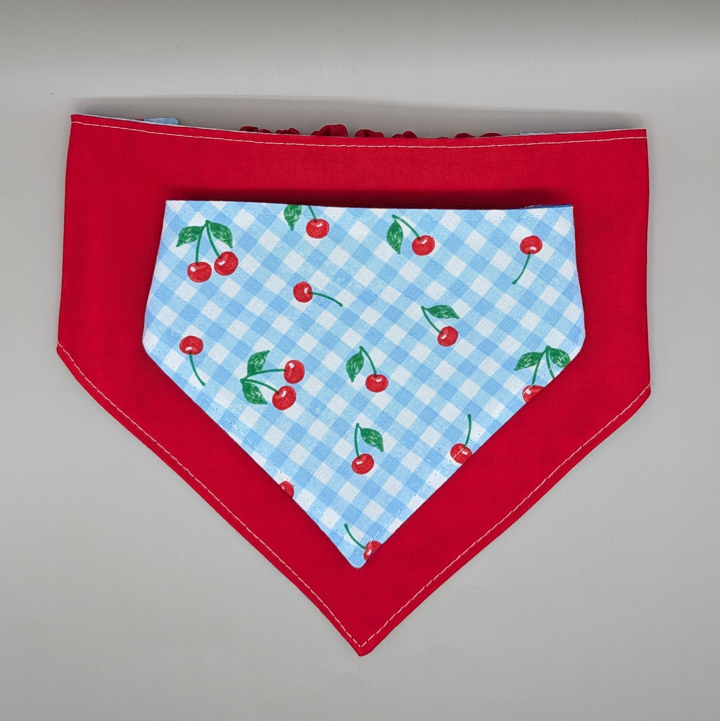 Scrunchie Bandanas (single side)- Cherry Plaid
