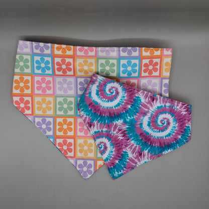 Reversible Scrunchie Bandana- Retro Tie-dye