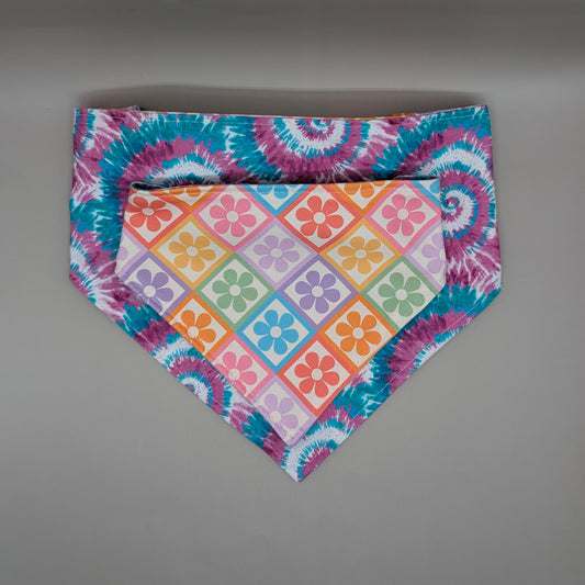 Reversible Scrunchie Bandana- Retro Tie-dye
