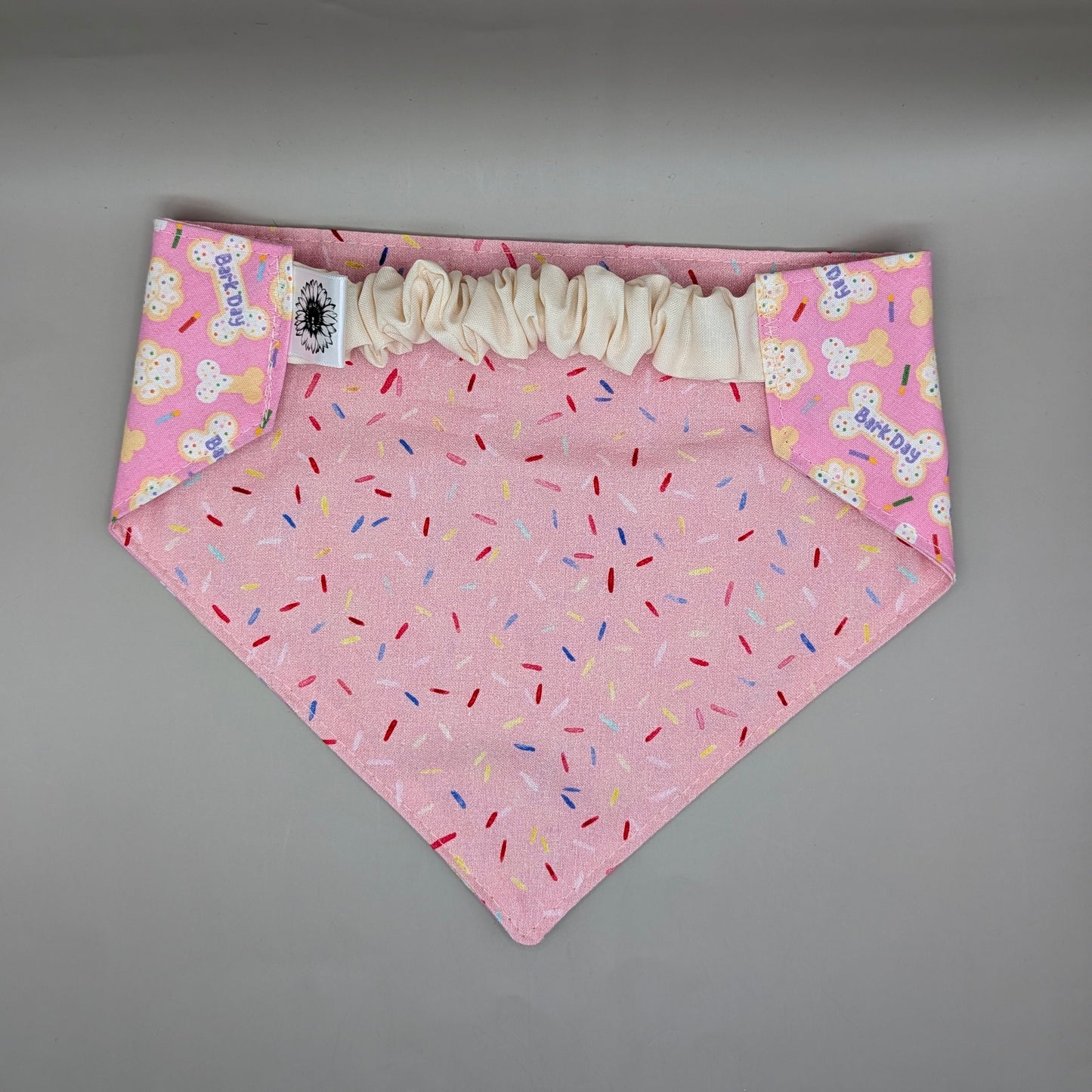 Pink Barkday Scrunchie Bandana-Reversible