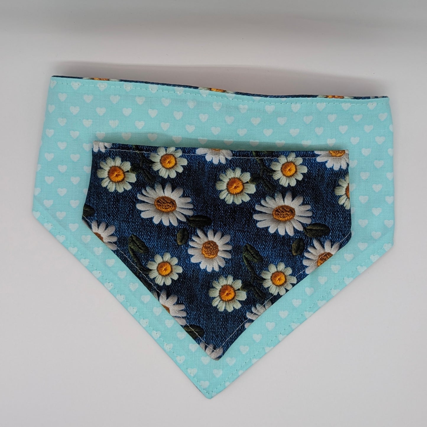 Reversible Scrunchie Bandana- Denim Daisy