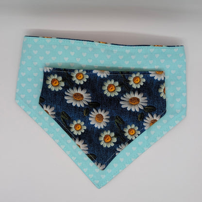Reversible Scrunchie Bandana- Denim Daisy