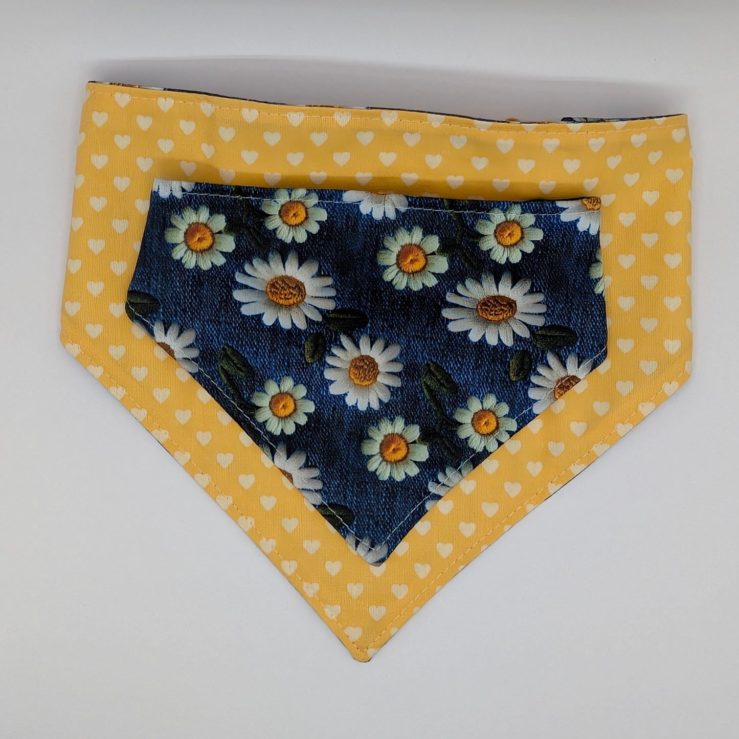 Reversible Scrunchie Bandana- Denim Daisy