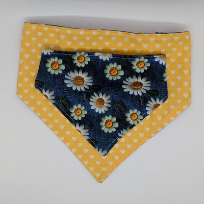 Reversible Scrunchie Bandana- Denim Daisy