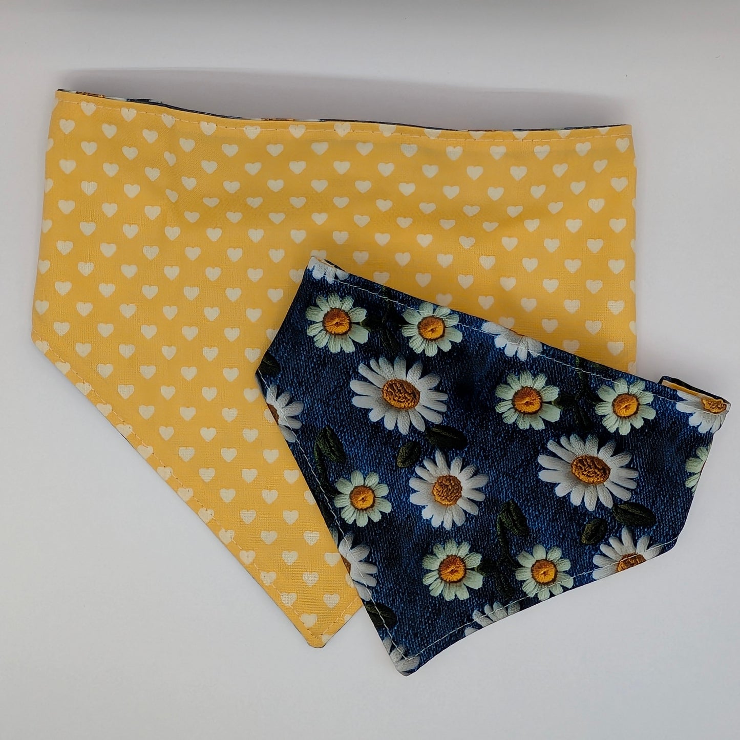 Reversible Scrunchie Bandana- Denim Daisy