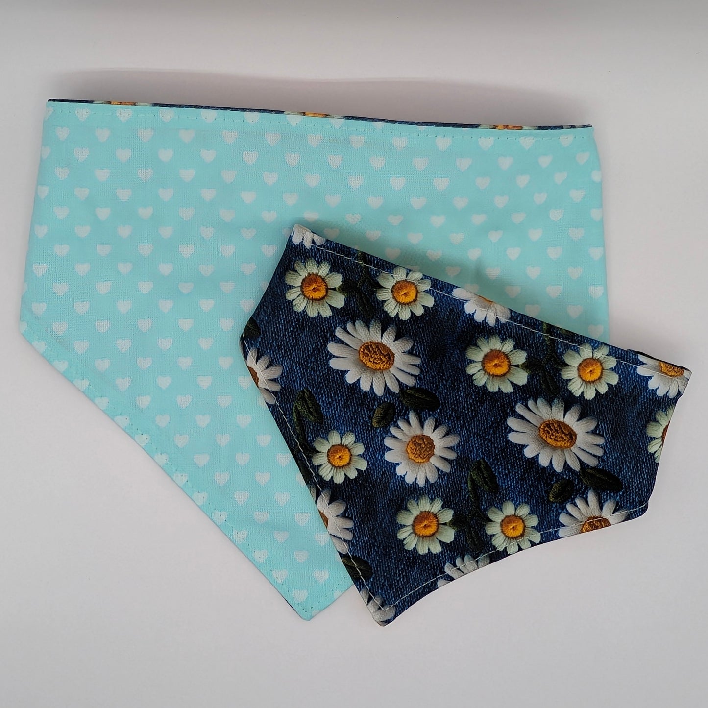 Reversible Scrunchie Bandana- Denim Daisy