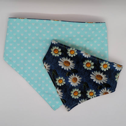 Reversible Scrunchie Bandana- Denim Daisy