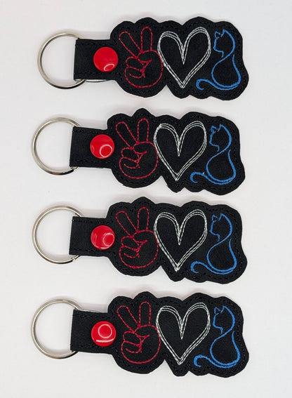Peace Love Cat Keychains