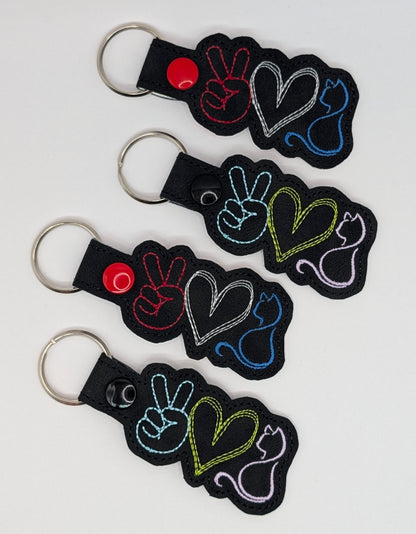 Peace Love Cat Keychains